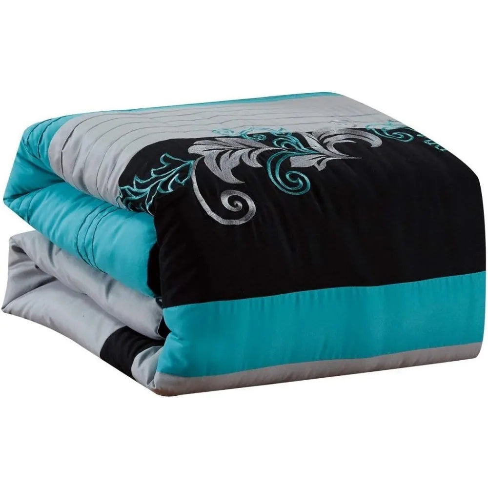 Leaves Scroll Embroidery Bedding Comforter Set