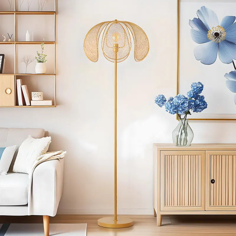 Gold Metal Petal Aesthetic Floor Lamp