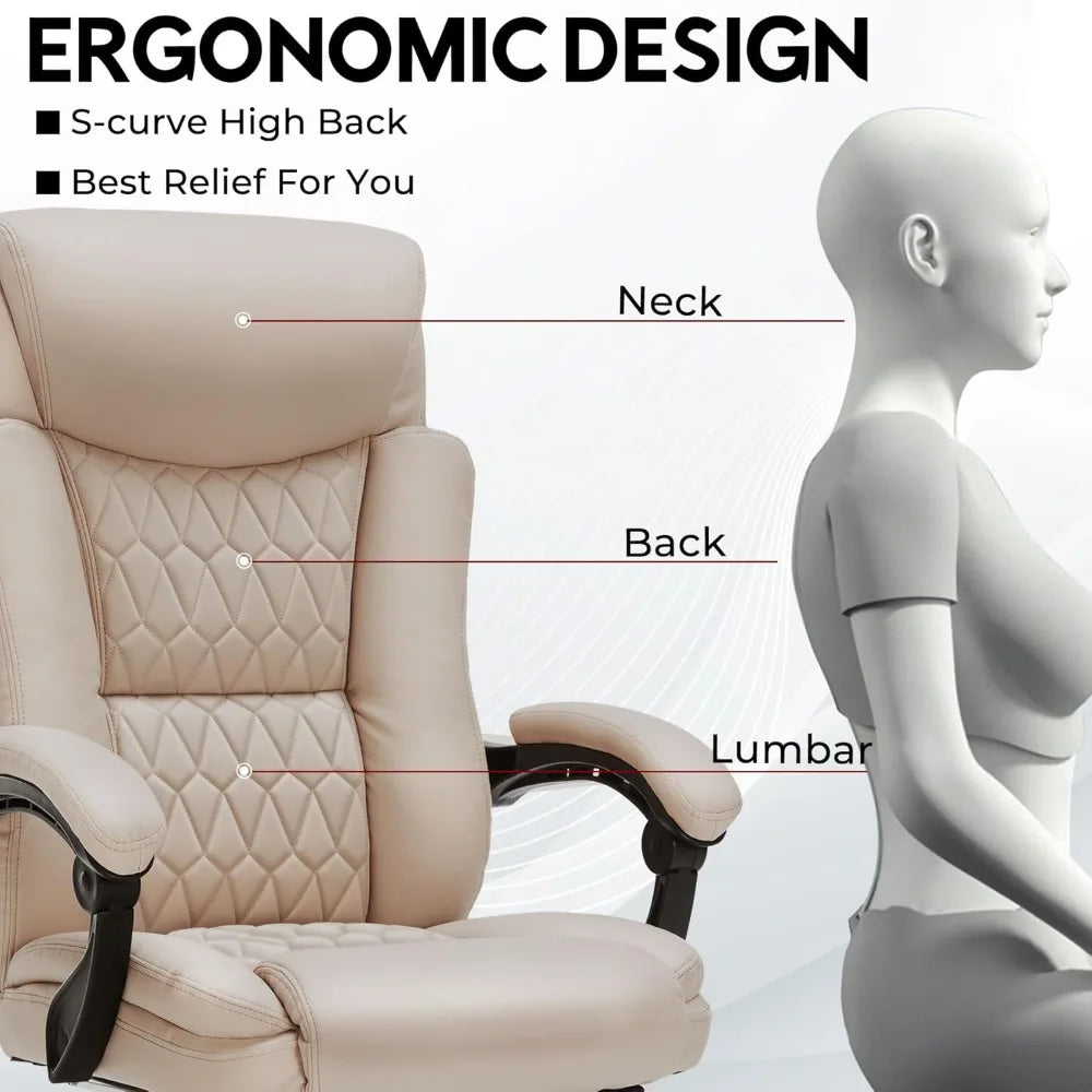 Reclining Executive Office Chair with Foot Rest