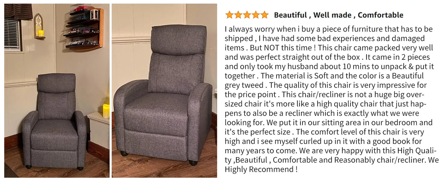 Recliner Chair Massage Sofa Fabric Theater Lumbar Support