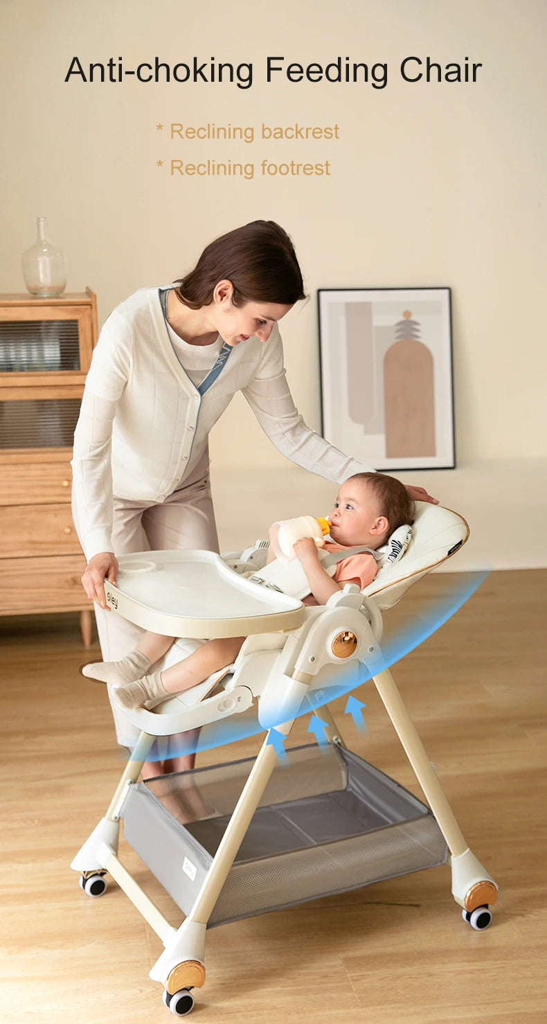 Adjustable Height Baby High Chair with Removable Seat and Tray