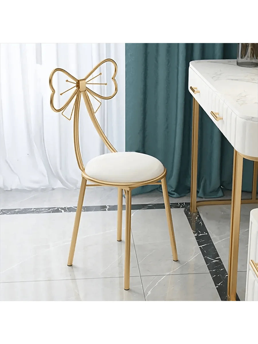 Makeup Vanity Girl Chairs Stool with Bow Knot Backrest