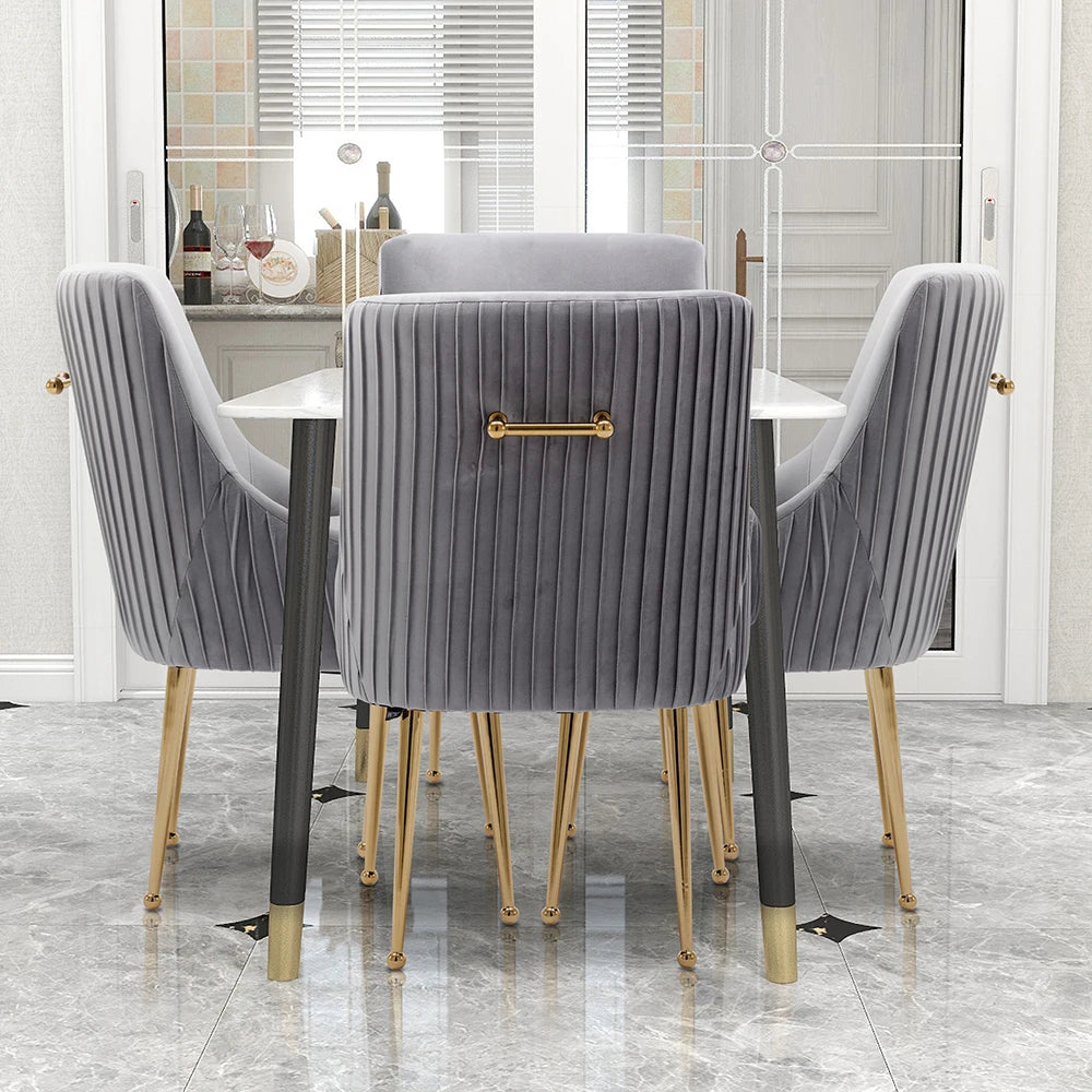 Modern Glam Vanity Buckle Pleated Velvet Dining Chair