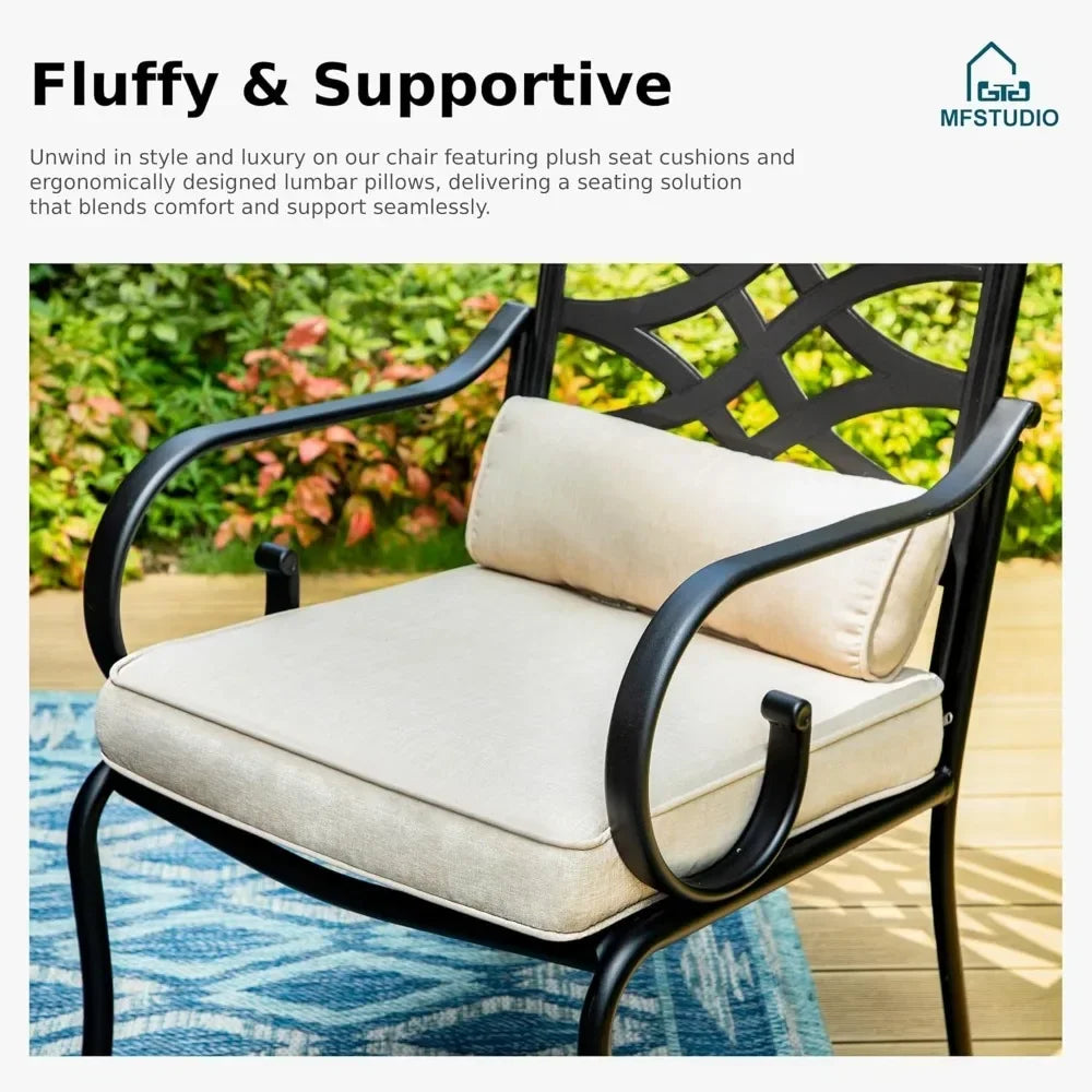 Patio Dining Sets with 4 Swivel Chairs and 1 Square Table