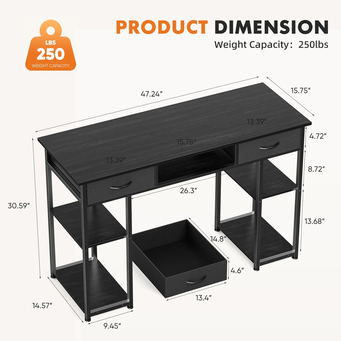 Double Deck Shelving Office Computer Desk