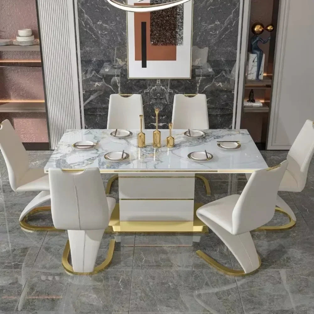 Modern Luxury Gold Dining Room Set