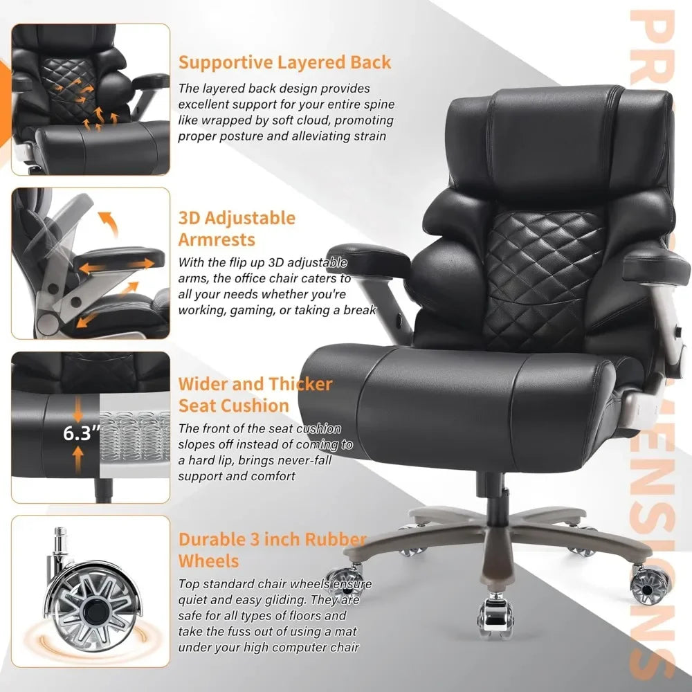 Large Computer Chair with Adjustable Lumbar Support
