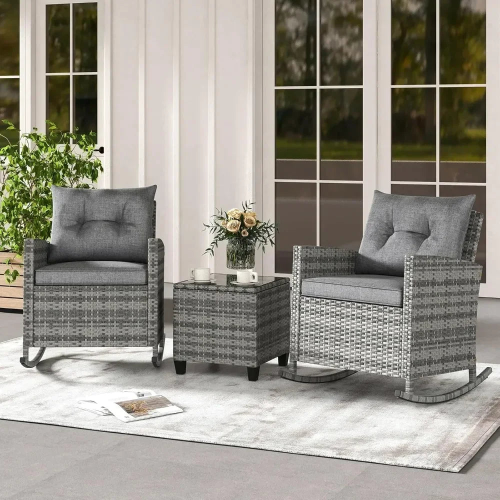 3 Piece Patio Furniture - Rocking Bistro Set