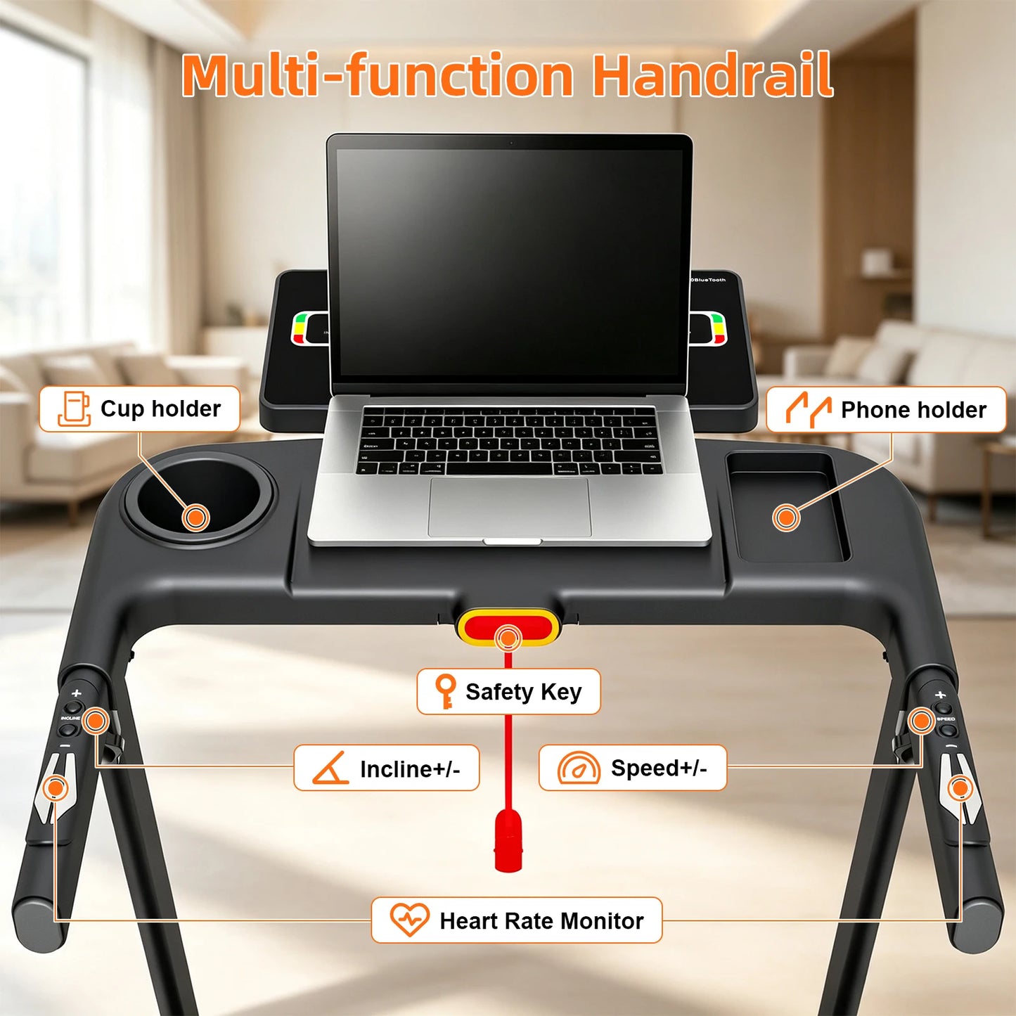 Home Foldable Treadmill with Wide Running Belt