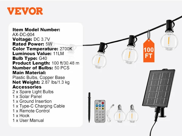 Patio String Lights Waterproof