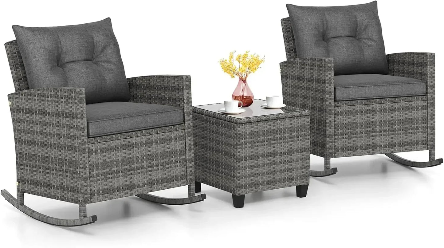 3 Piece Patio Furniture - Rocking Bistro Set