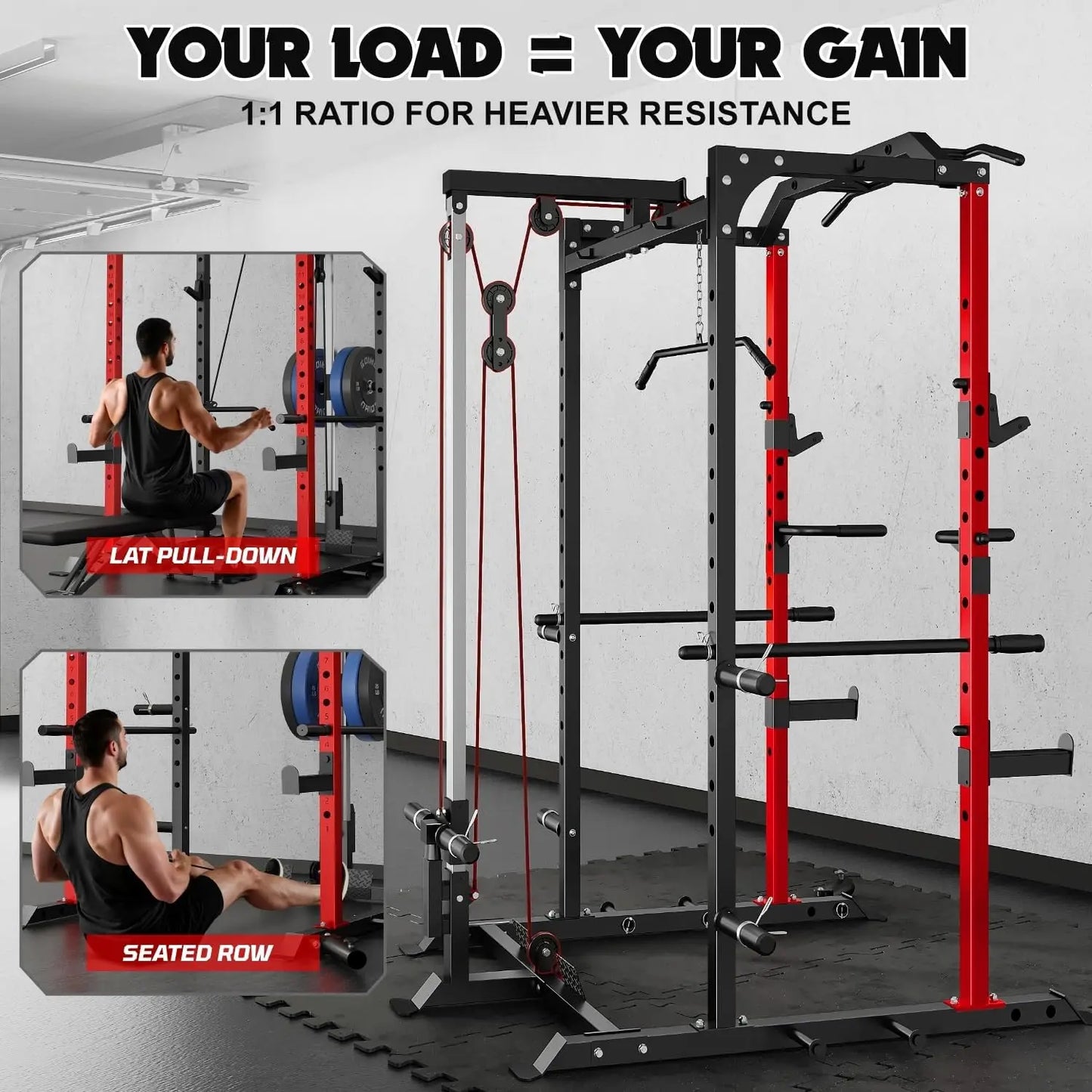 Squat Rack with LAT Pulldown Training Machine