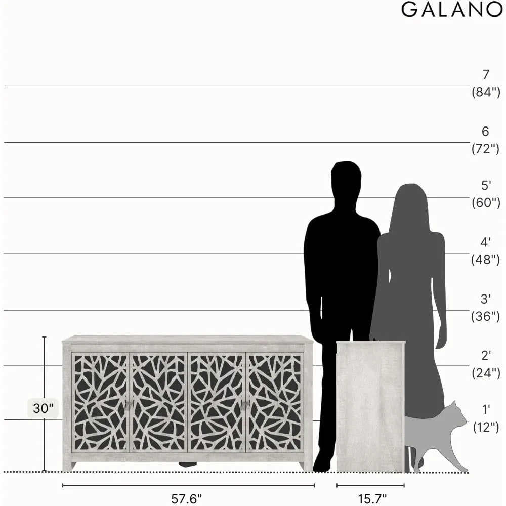 Laser Cut Accent Credenza with Storage for Dining Room