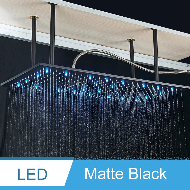 LED Bathroom Shower Rainfall Faucet System Set