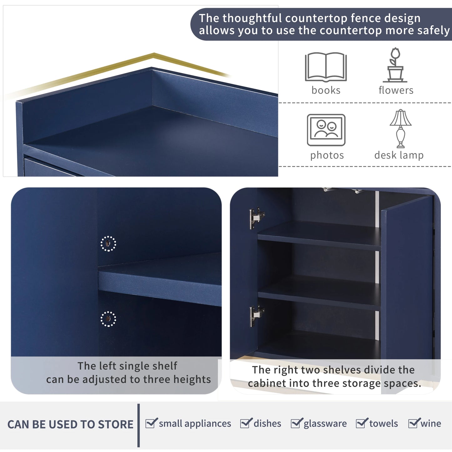 Multifunctional Storage Cabinet With 4 Doors Sideboard