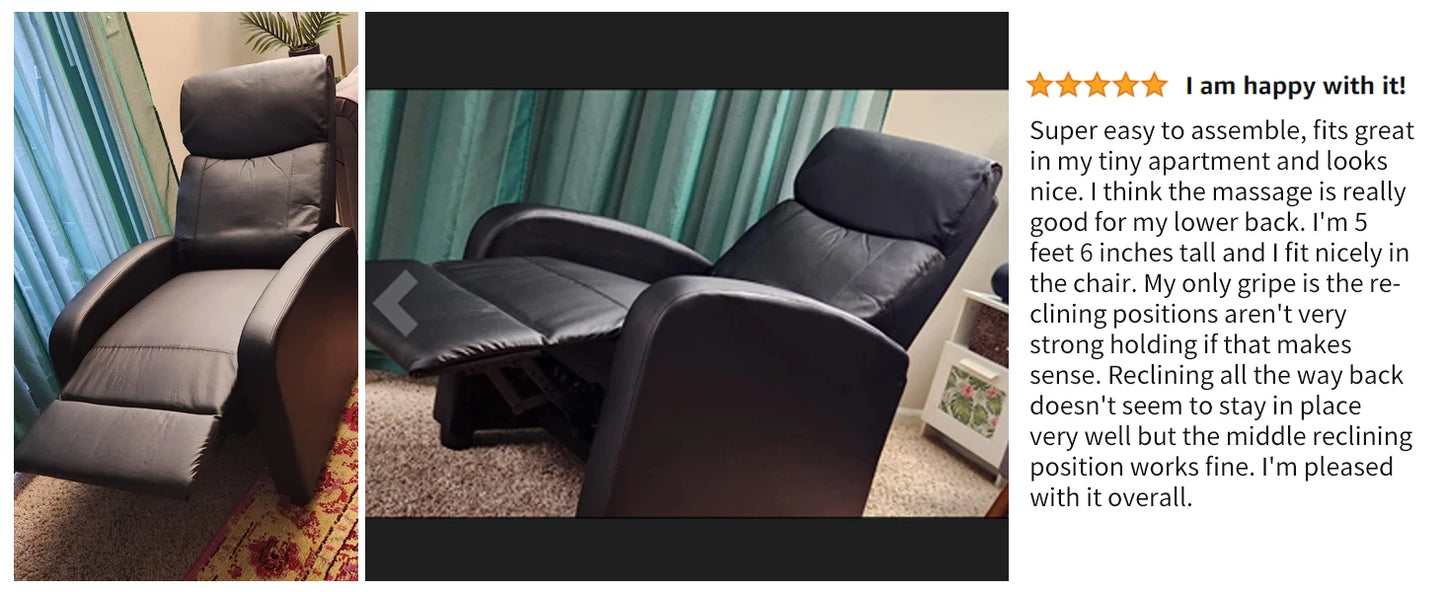 Recliner Chair Massage Sofa Fabric Theater Lumbar Support