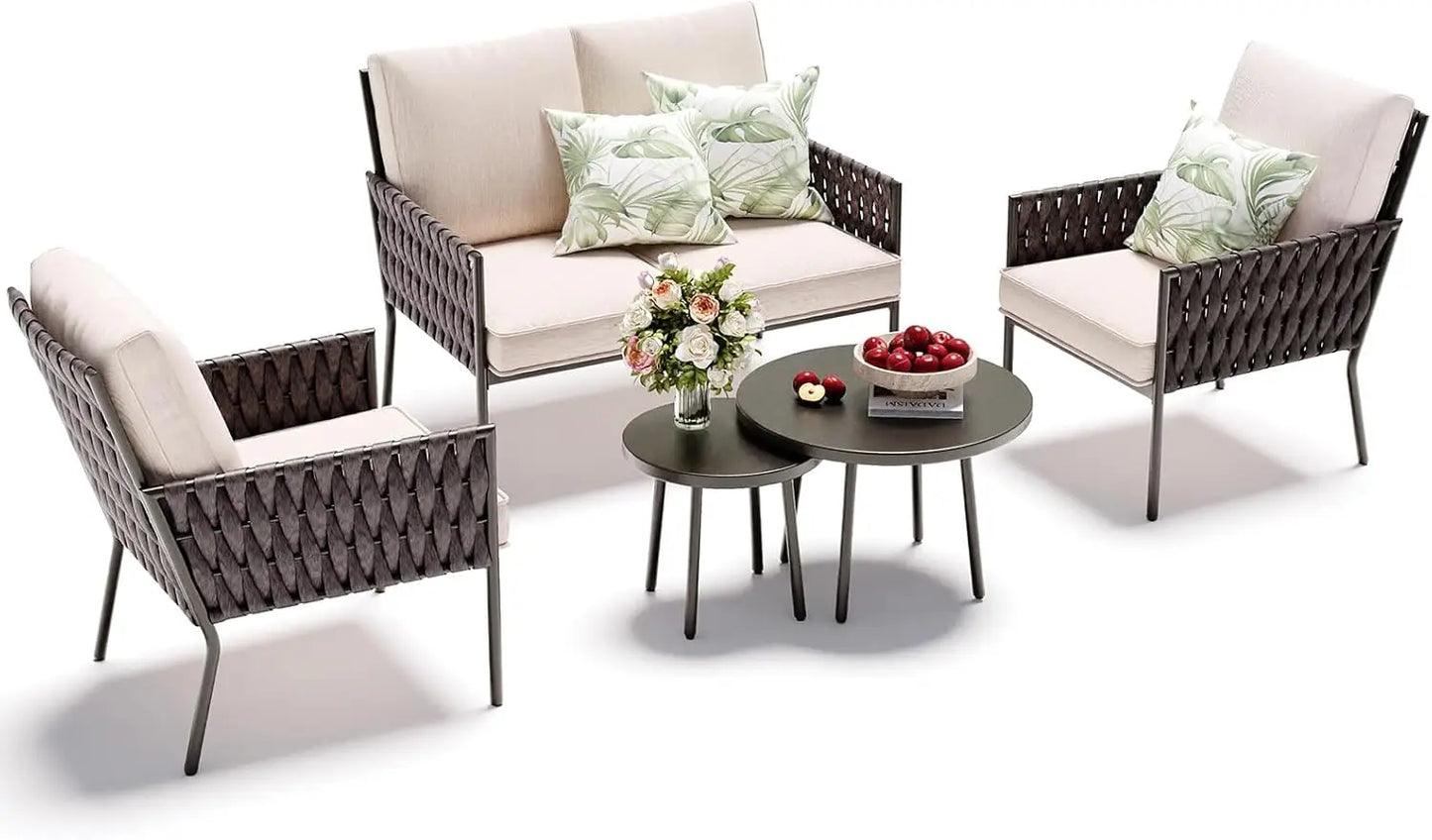 Outdoor Patio Furniture Set with High Backrest