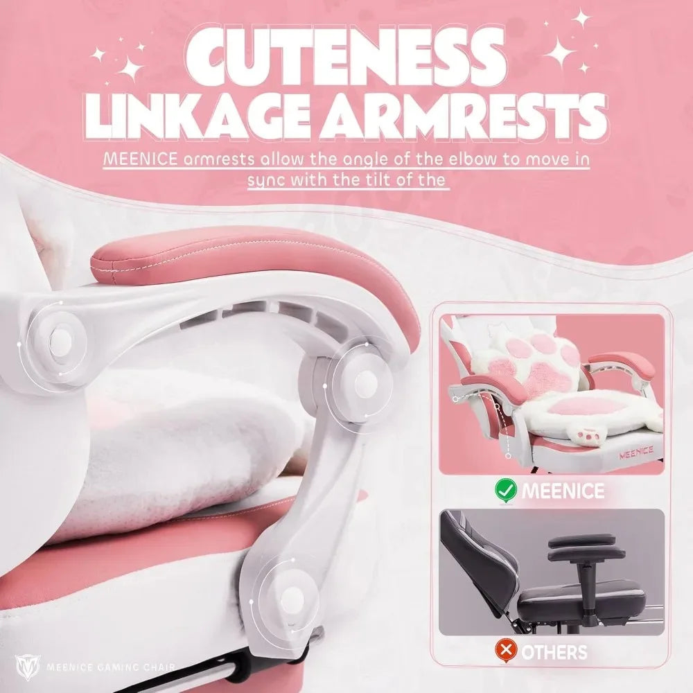 Cat Ears Paw Lumbar and Cushion Computer Chair