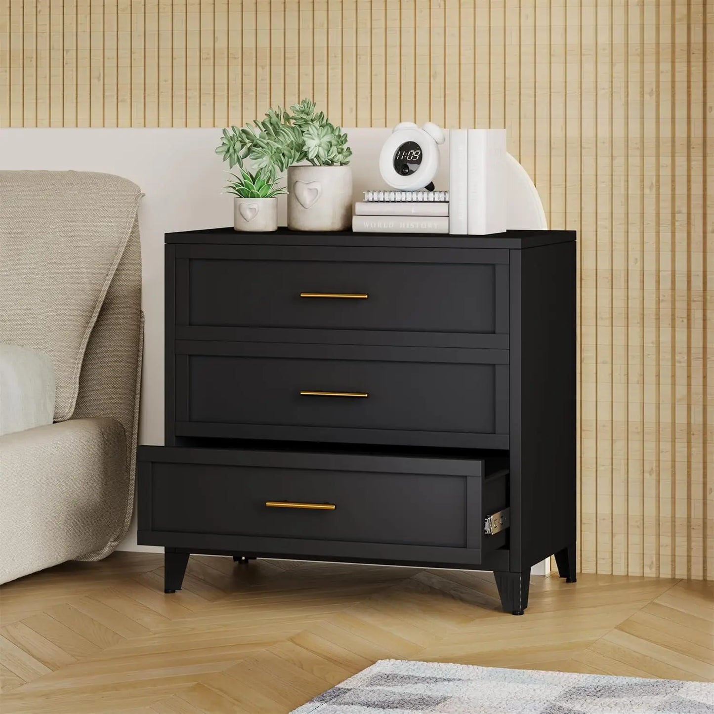 Living Room Metal Side Table with Drawer