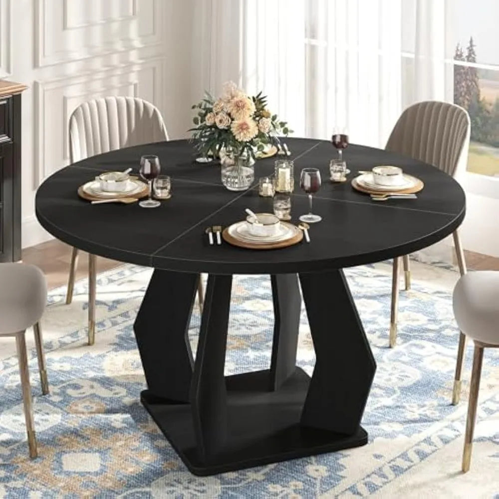 Round Dining Table with Spacious Tabletop