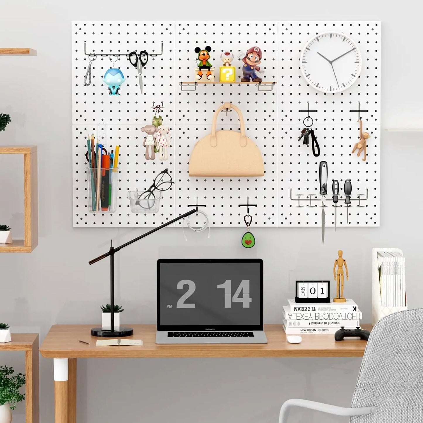 Peg Board Kit with Hooks and Bins