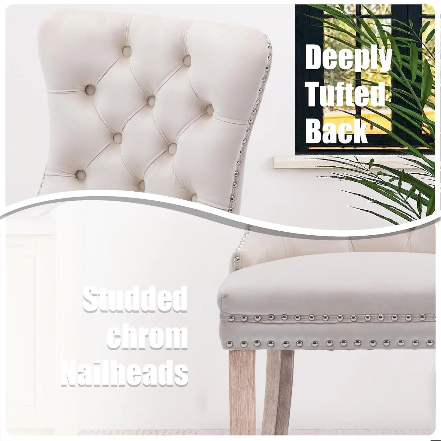 Modern Upholstered High-end Tufted Side Chair with Button Back Ring