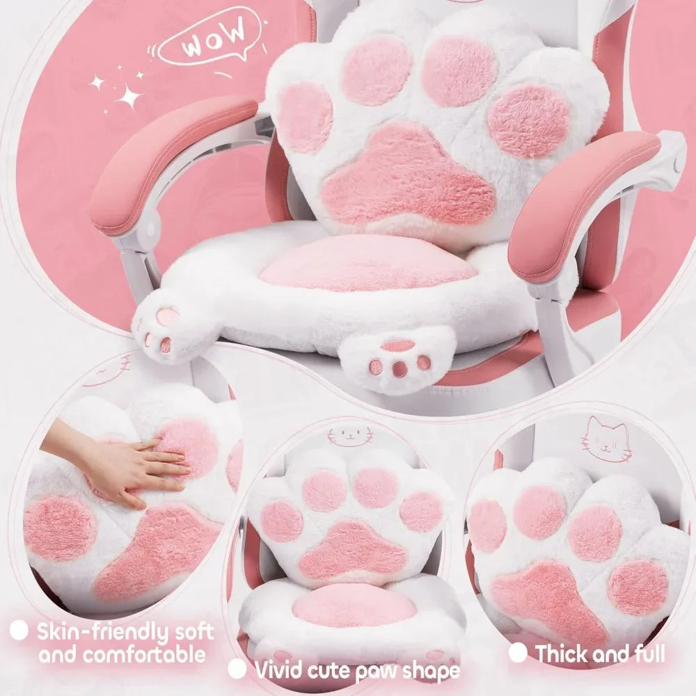 Cat Ears Paw Lumbar and Cushion Computer Chair