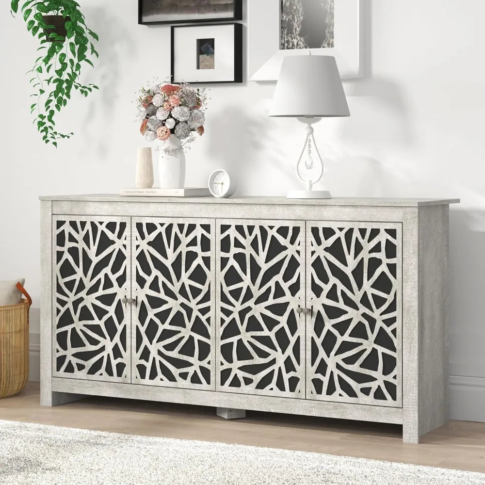 Laser Cut Accent Credenza with Storage for Dining Room