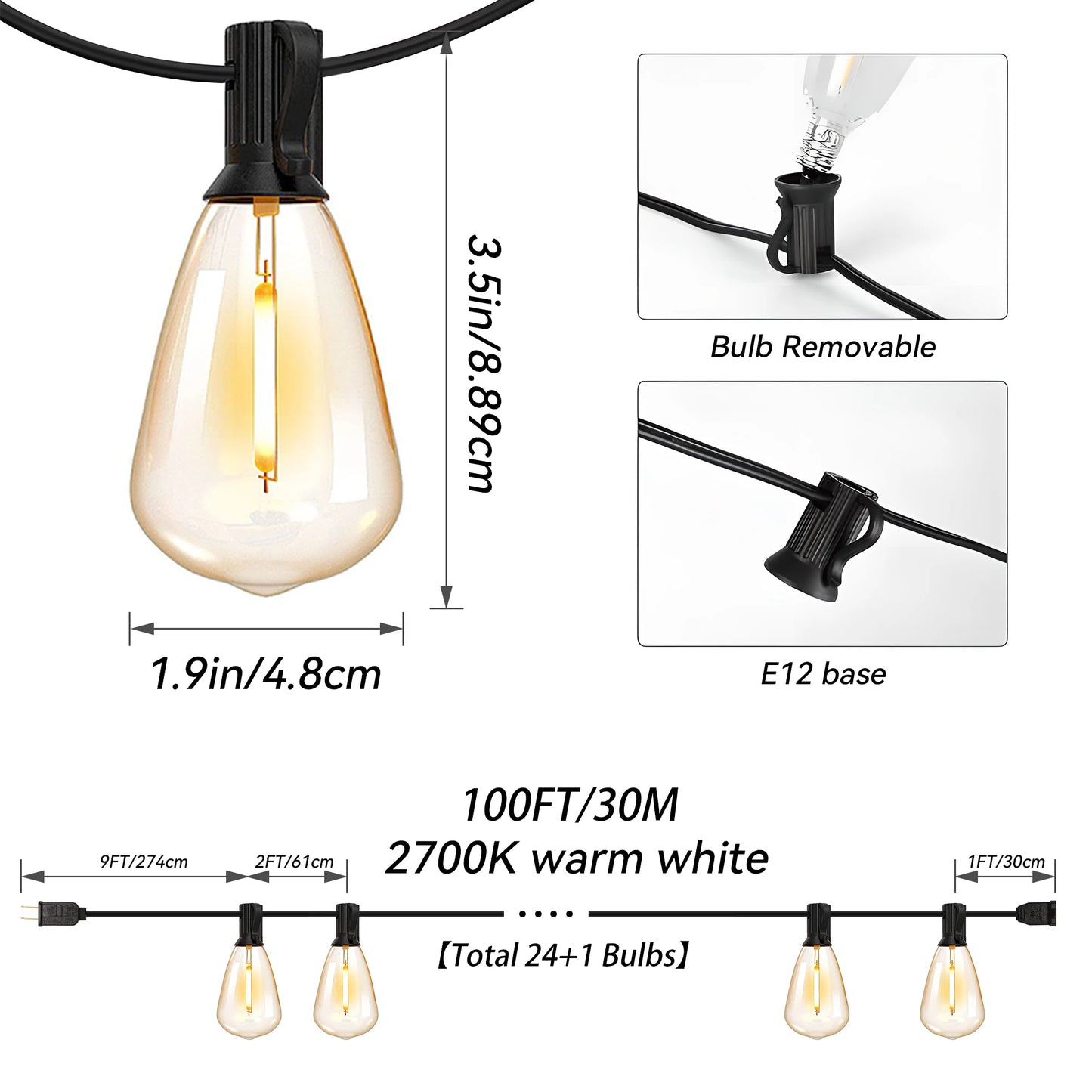Waterproof Patio String Lights