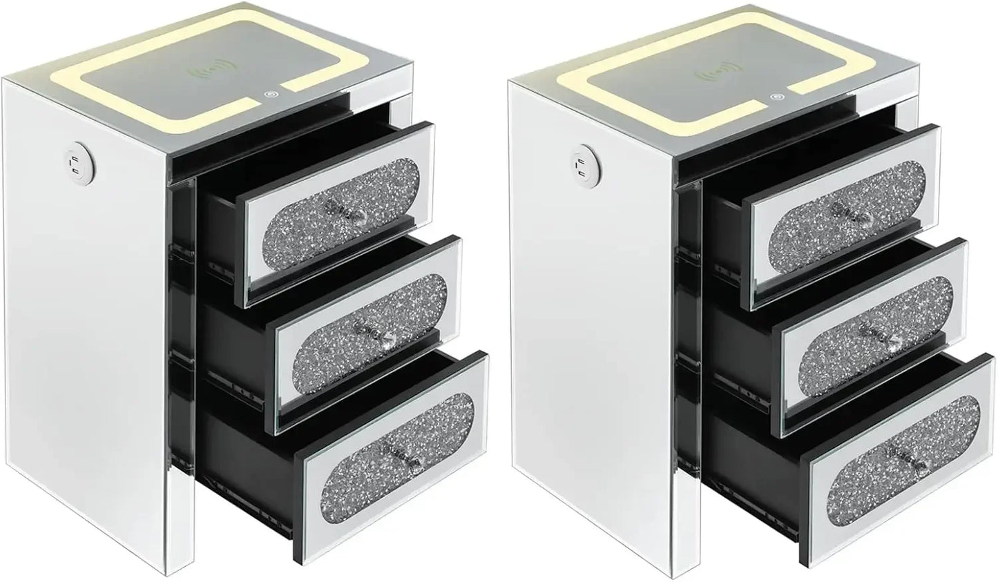Mirrored Nightstands Set