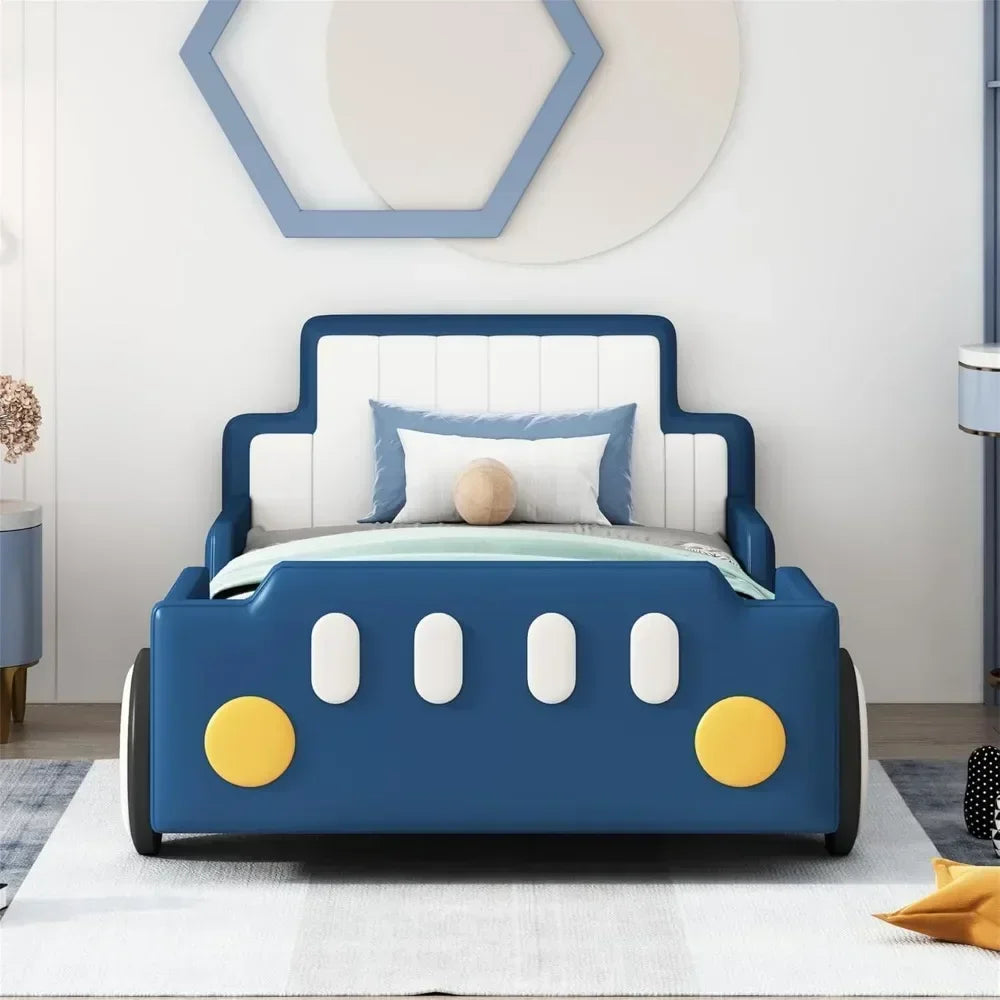 PU Leather Car Bed Frame with Headboard