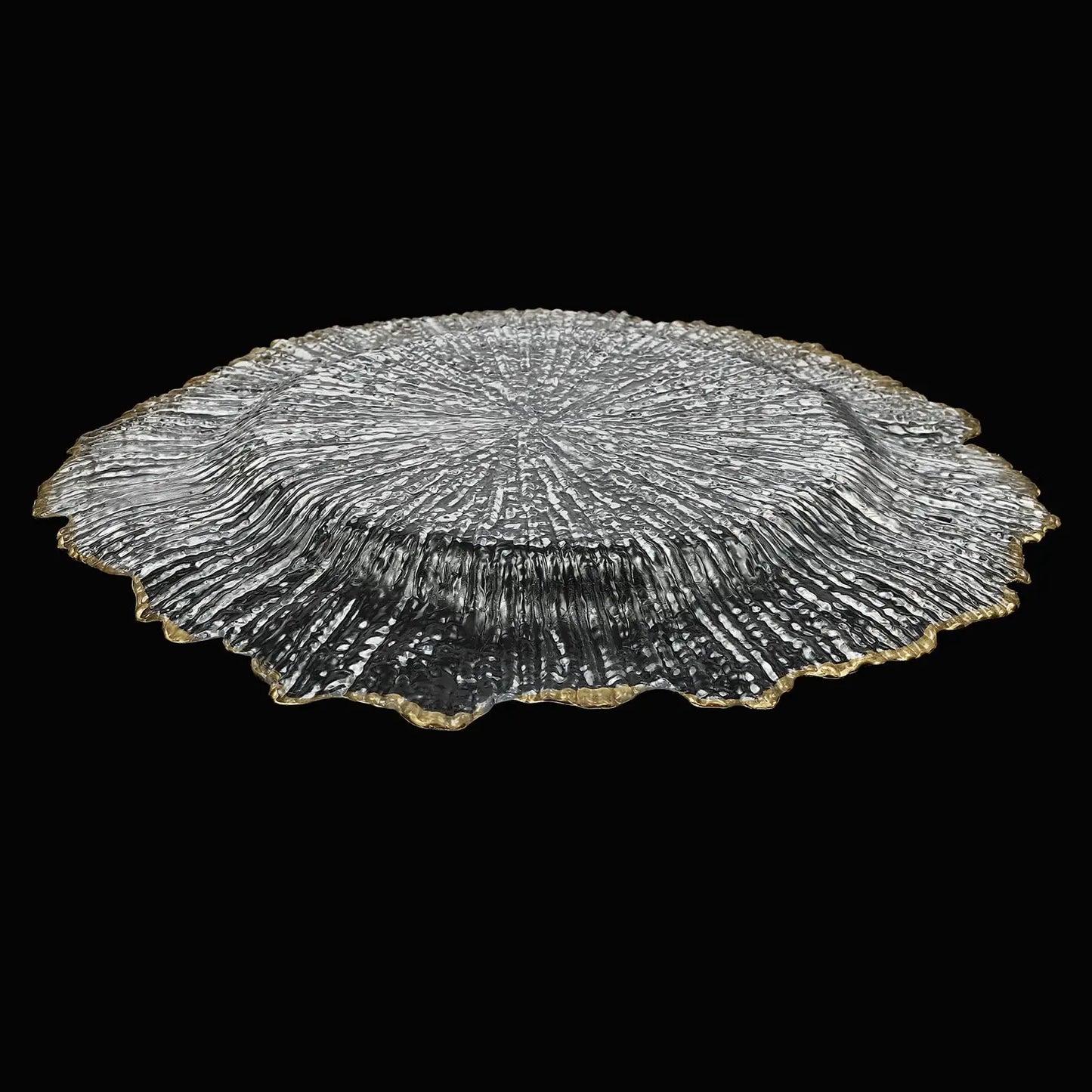 Rim Reef Charger Plates Bulk Clear with Gold Rim Plastic Set