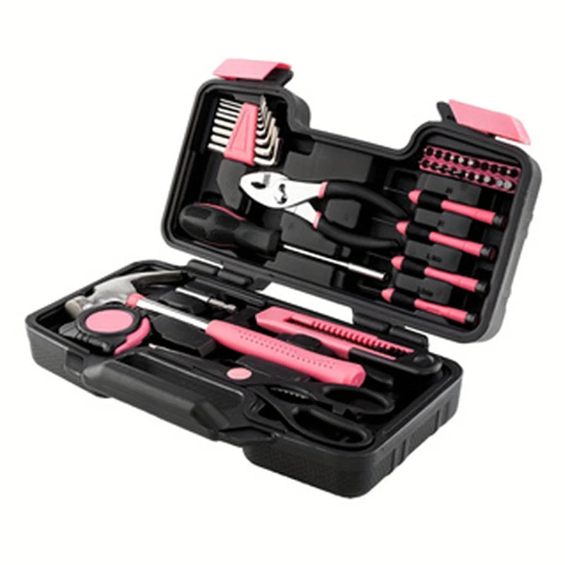 39-Piece All Purpose Household Pink Tool Kit