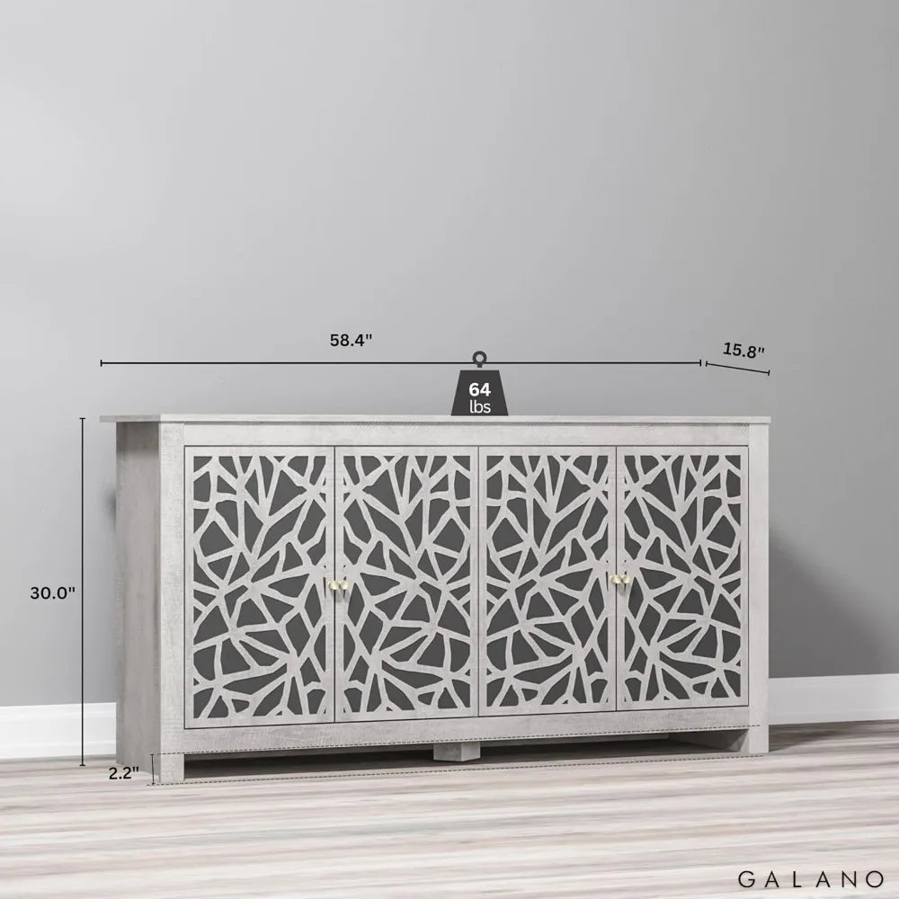 Laser Cut Accent Credenza with Storage for Dining Room