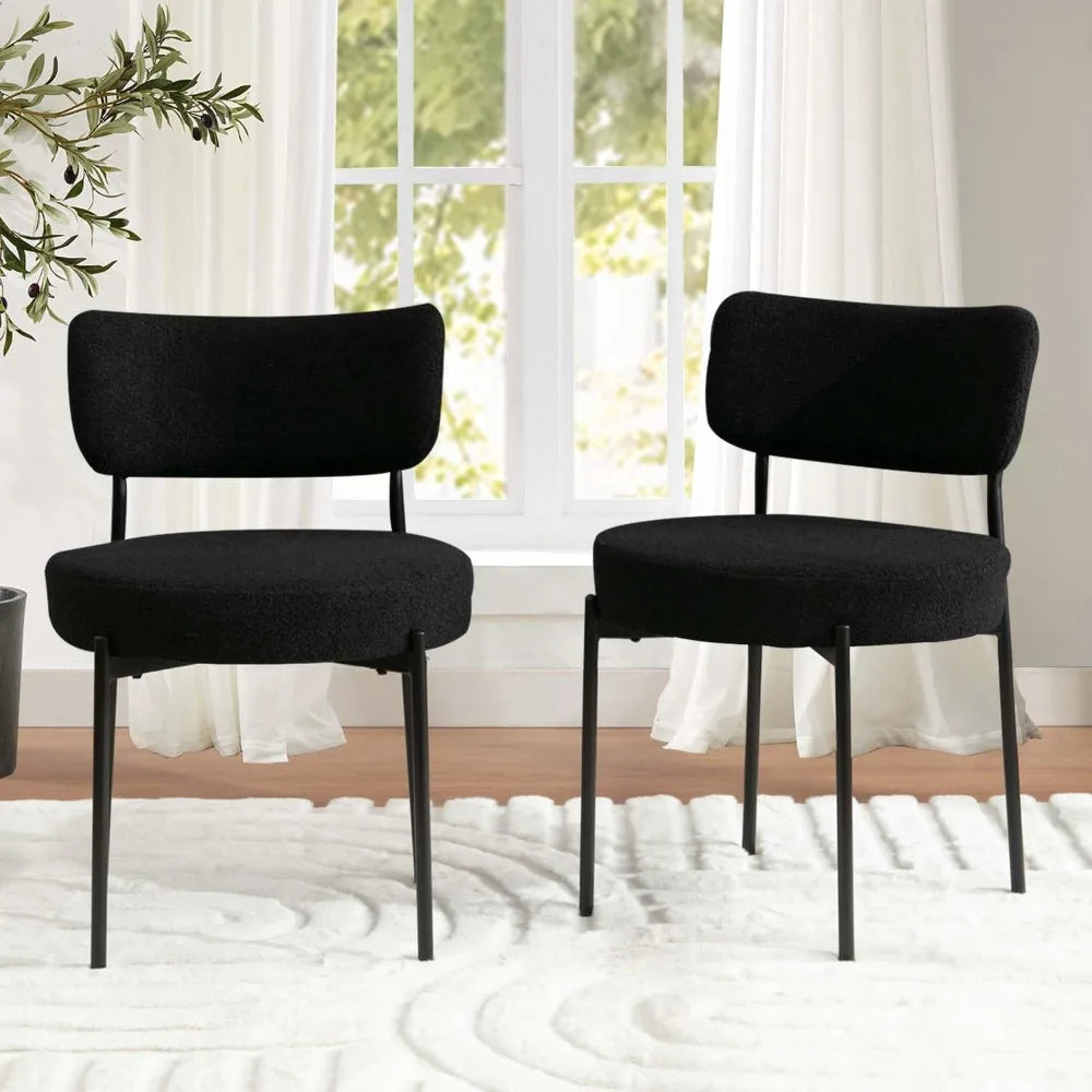 Mid Century Modern Dining Chair with Curved Upholstered