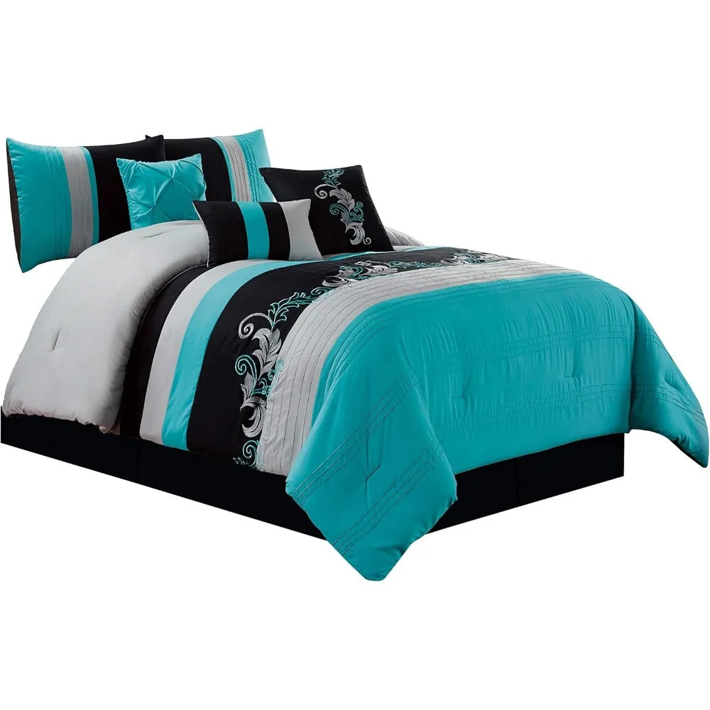 Leaves Scroll Embroidery Bedding Comforter Set