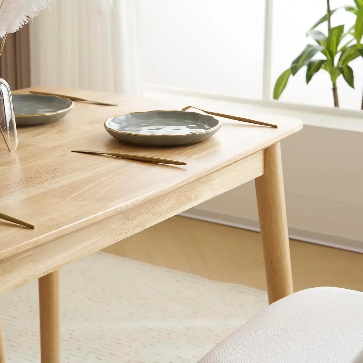 Compact Mid-Century Modern Wood Dining Table Set for Small Apartments or Condos