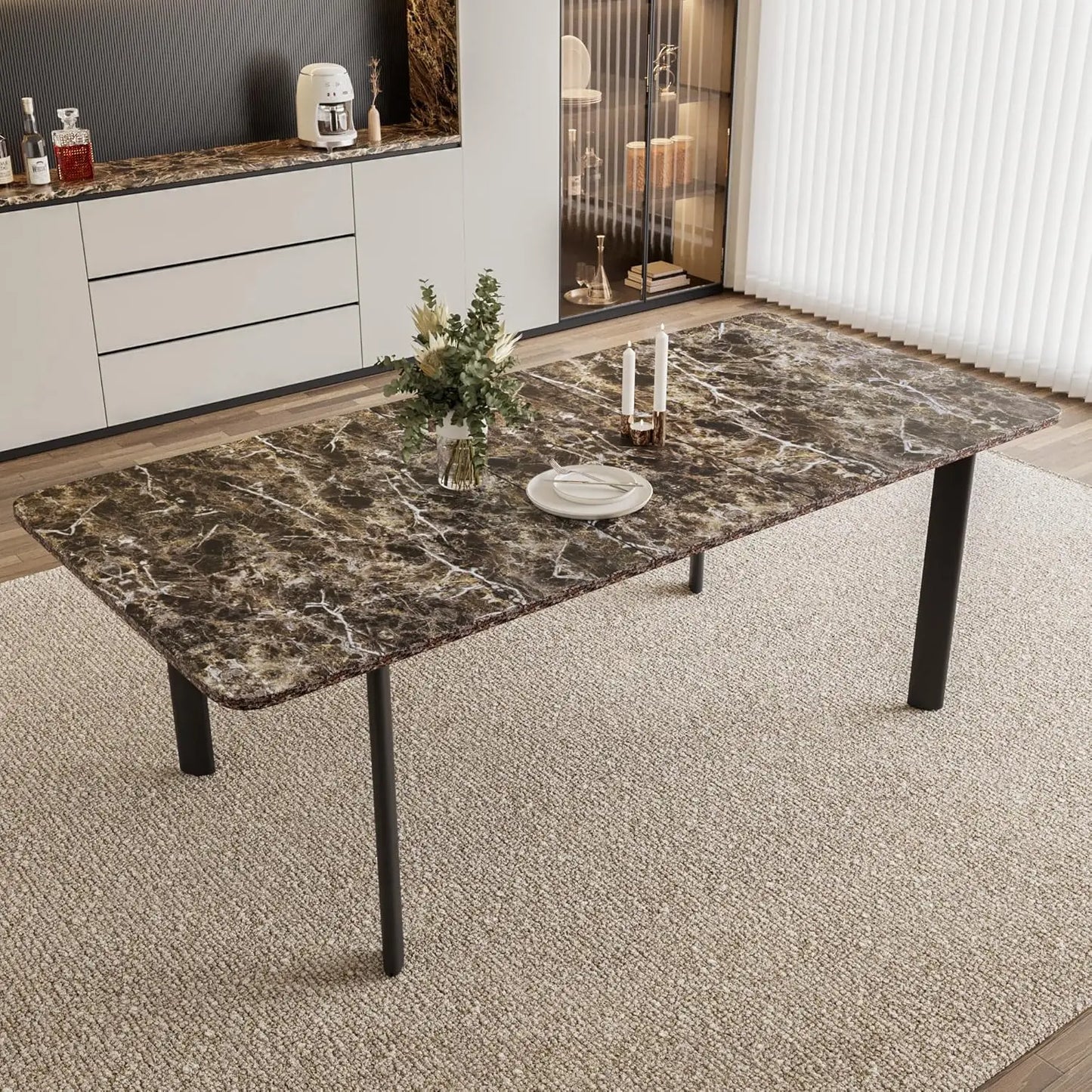 Extendable Dining Table with Upholstered Chairs