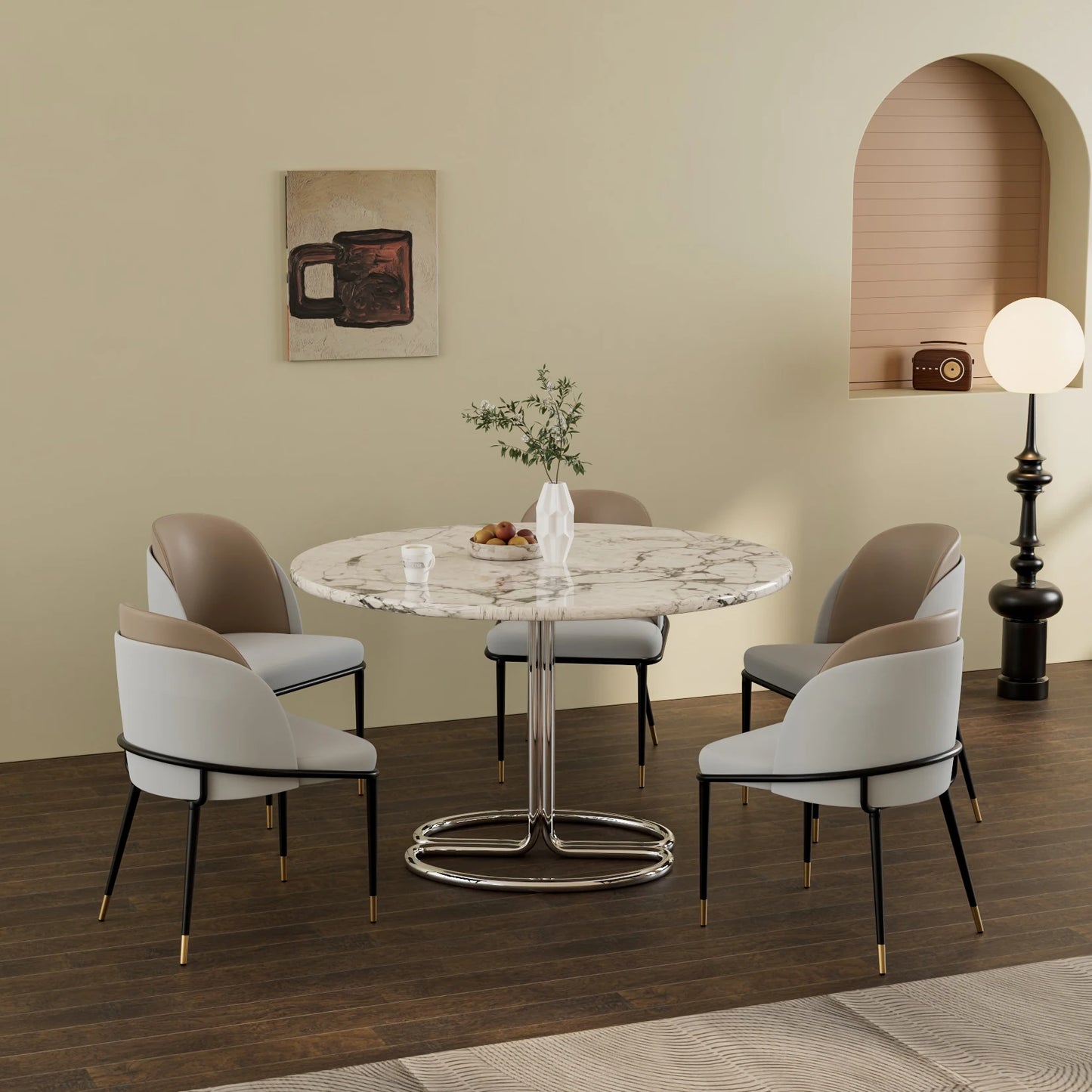 Luxury Set Of 2 Accent Leisure Microfiber Leather Dining Chairs