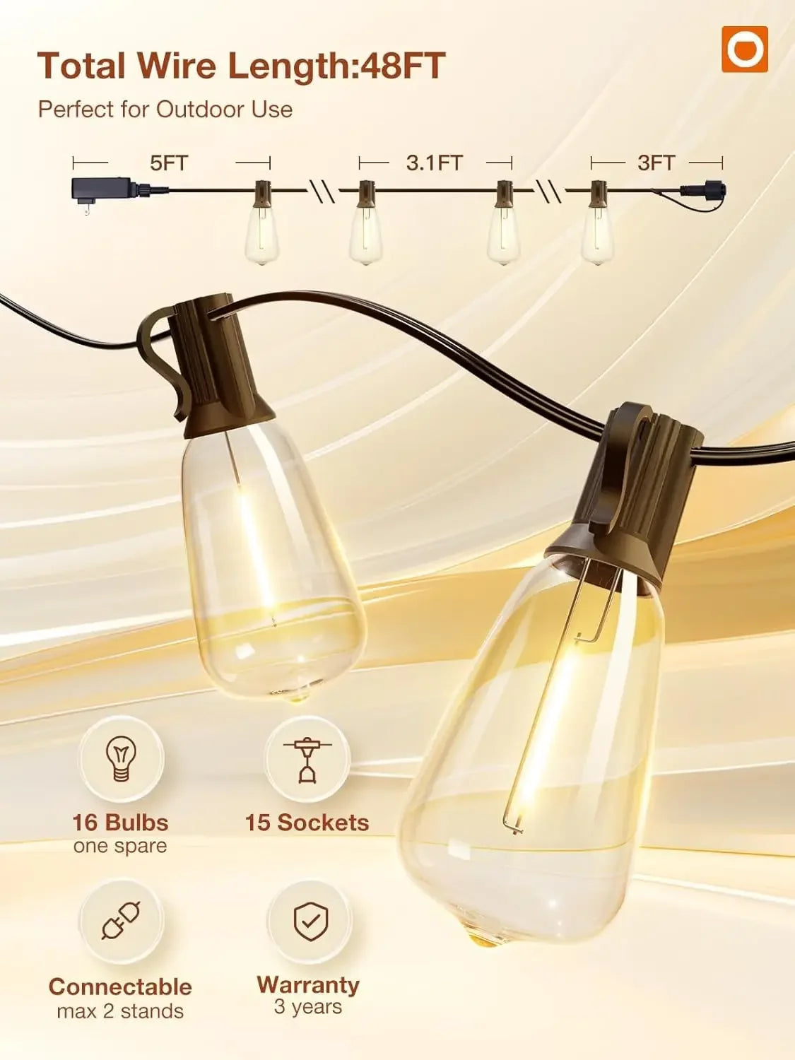 Patio String Lights Waterproof