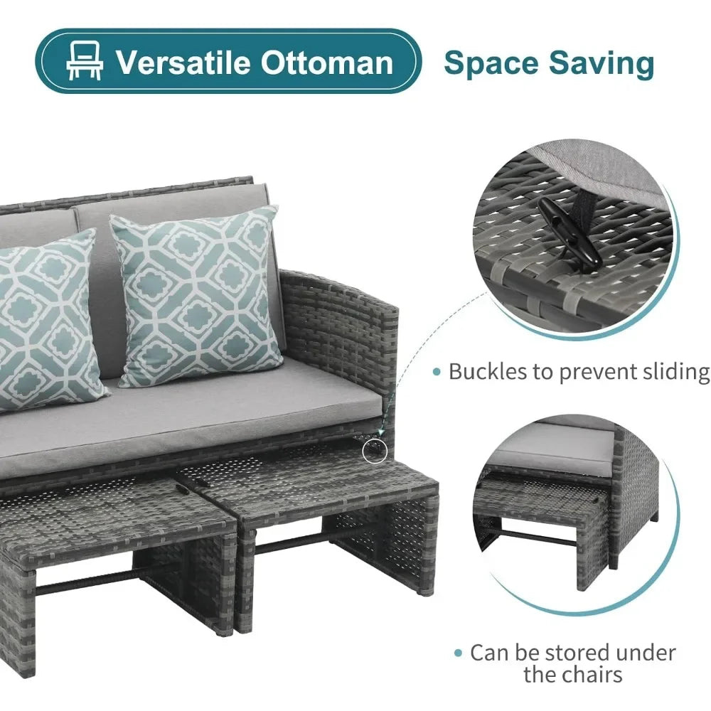 Patio Furniture Set with Ottomans