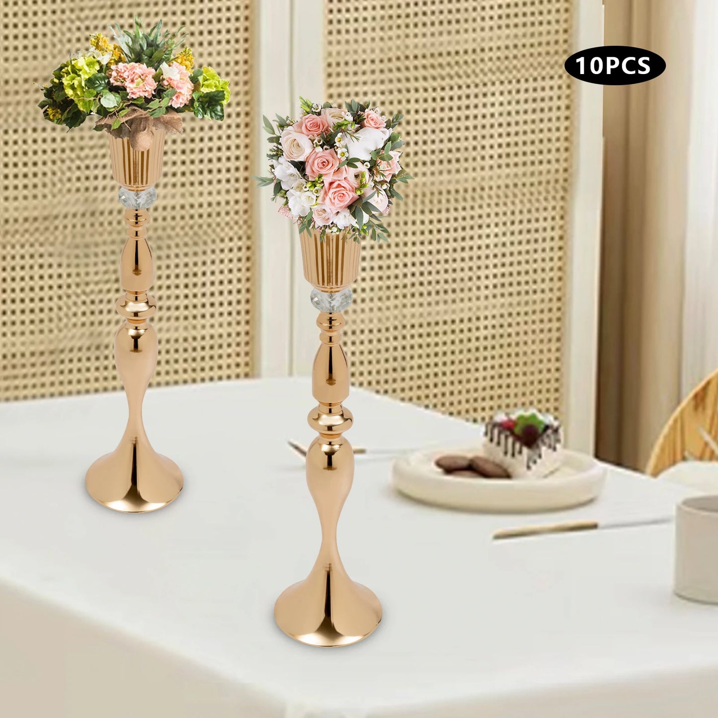 Tall Flower Vases Set of Gold Centerpiece Flower Stand