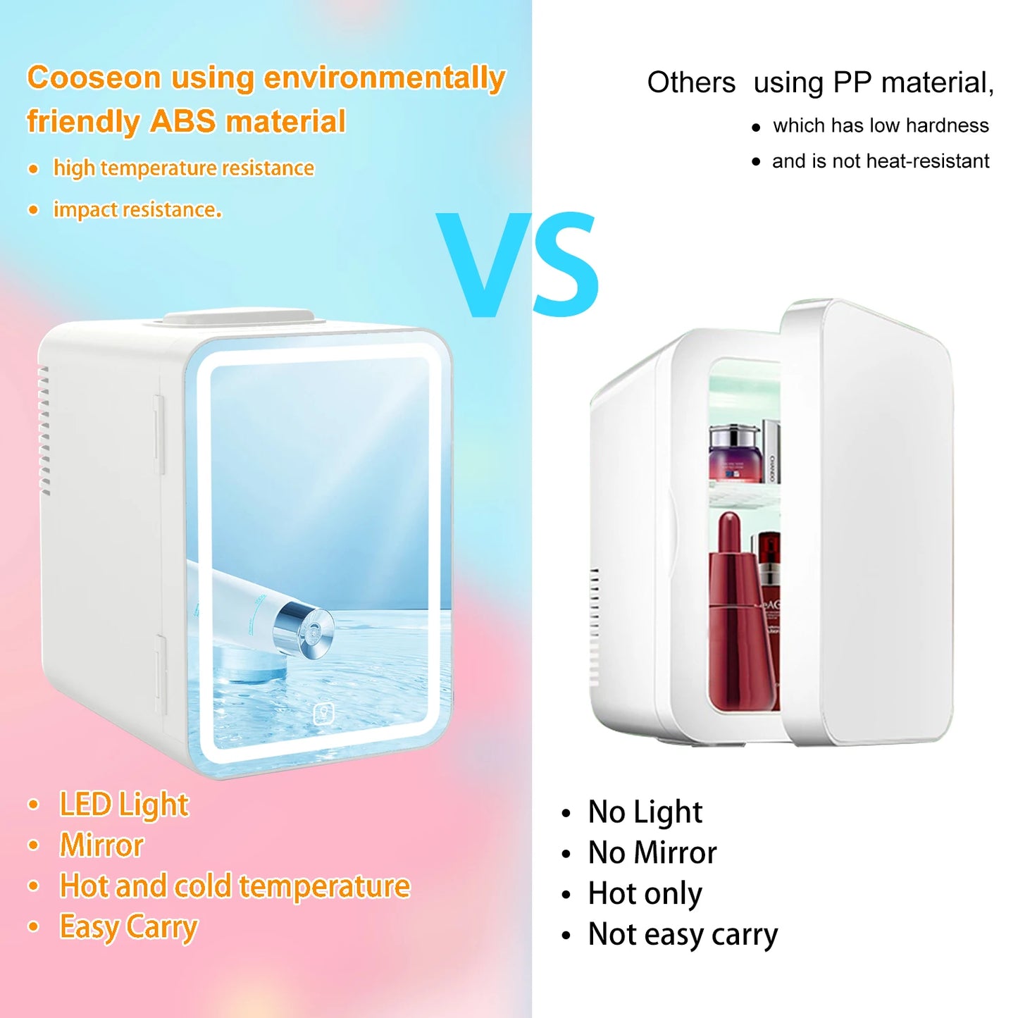Hot and cold storage portable LED mini refrigerator
