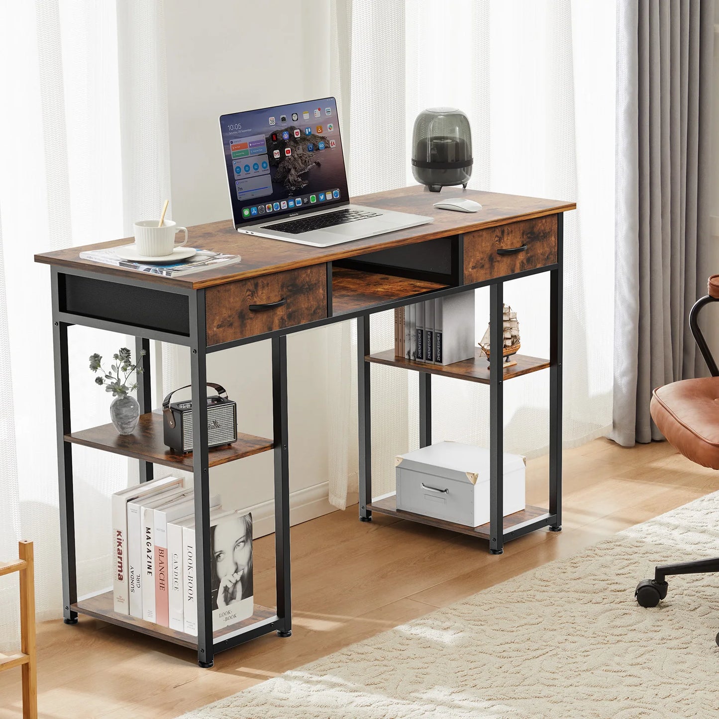 Double Deck Shelving Office Computer Desk