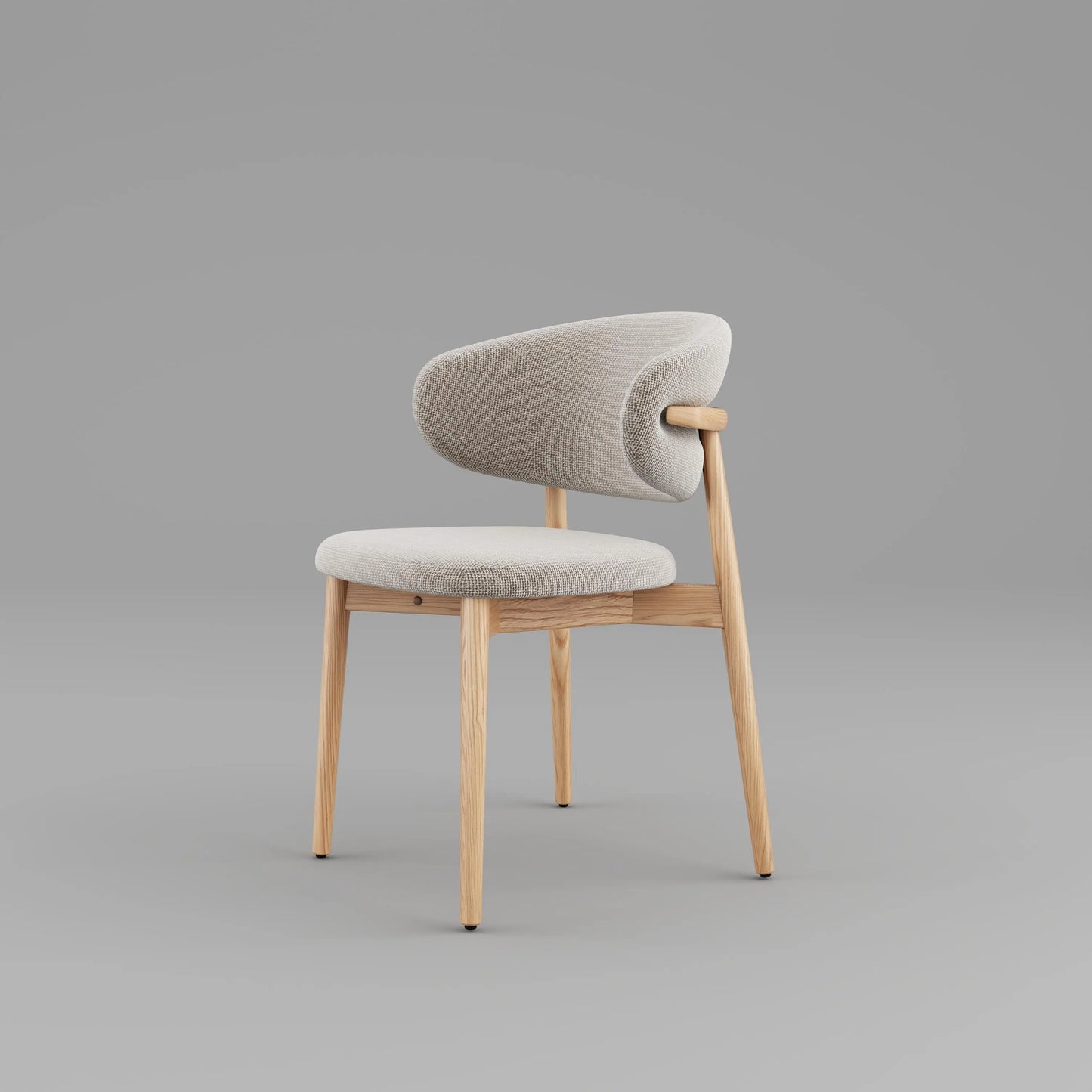 Modern Upholstered Solid Wood Dining Chairs with Curved Backrest