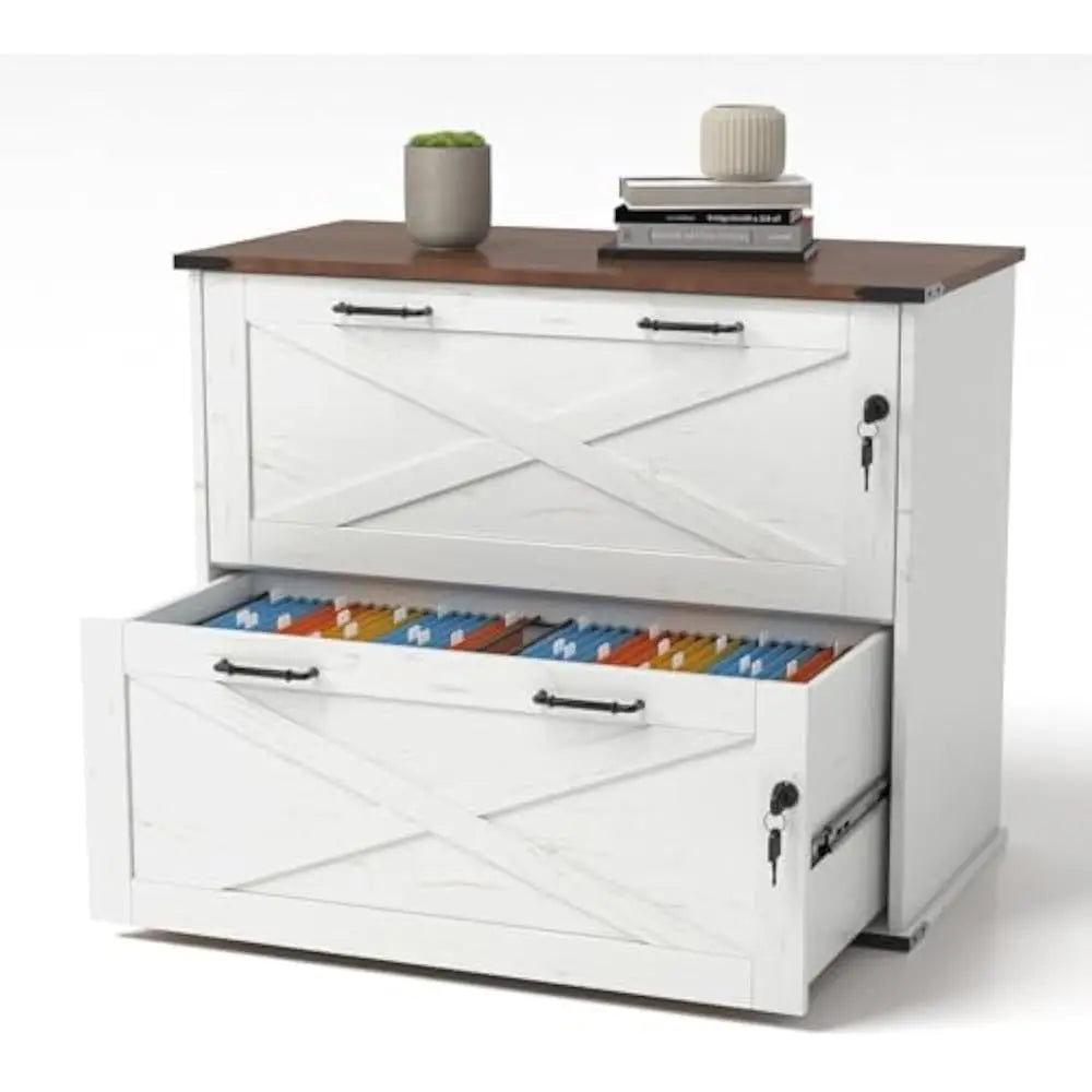 Office Filing Organizer with 2 Drawer File Cabinet and Lock