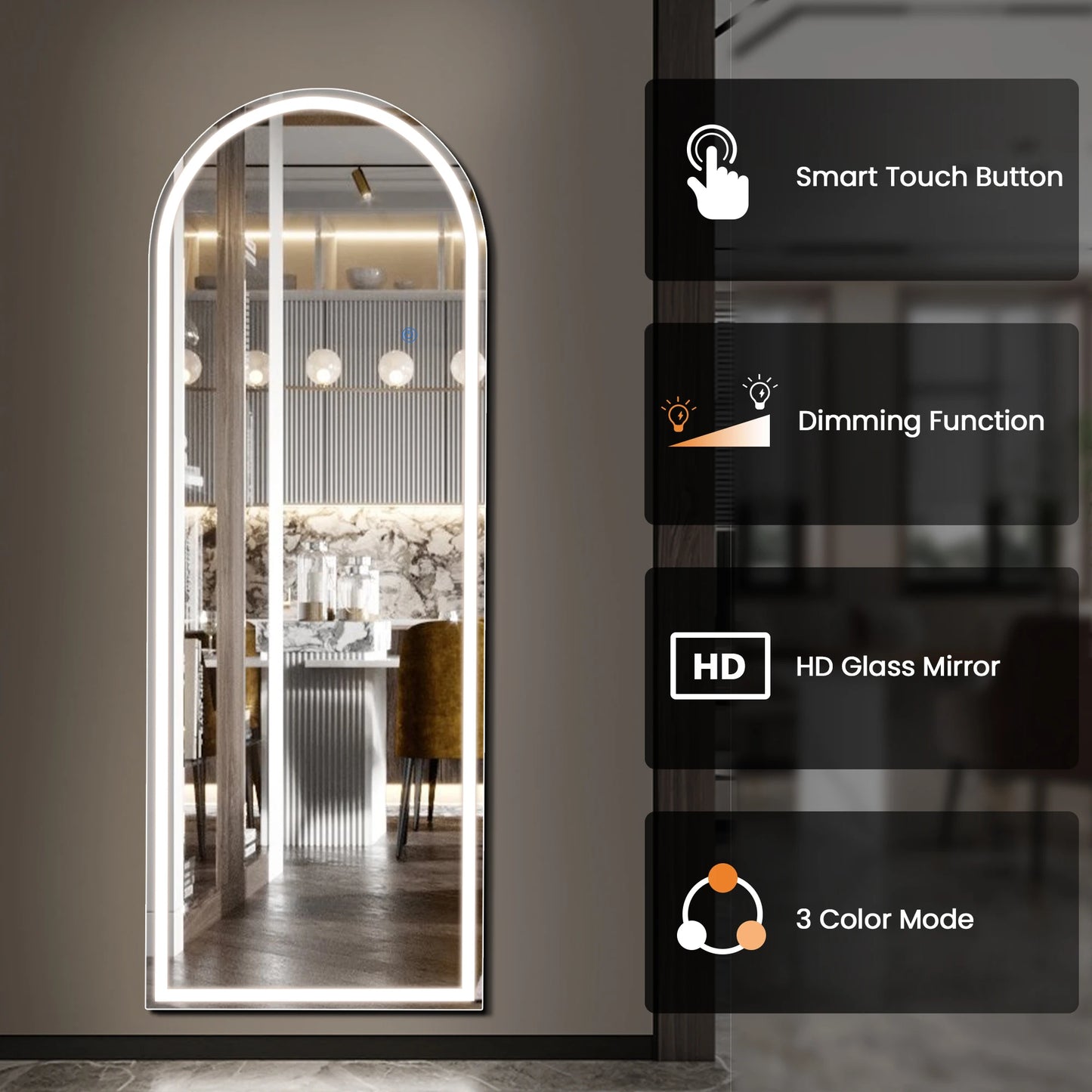 Full Length Mirror with 3 Color Lighting