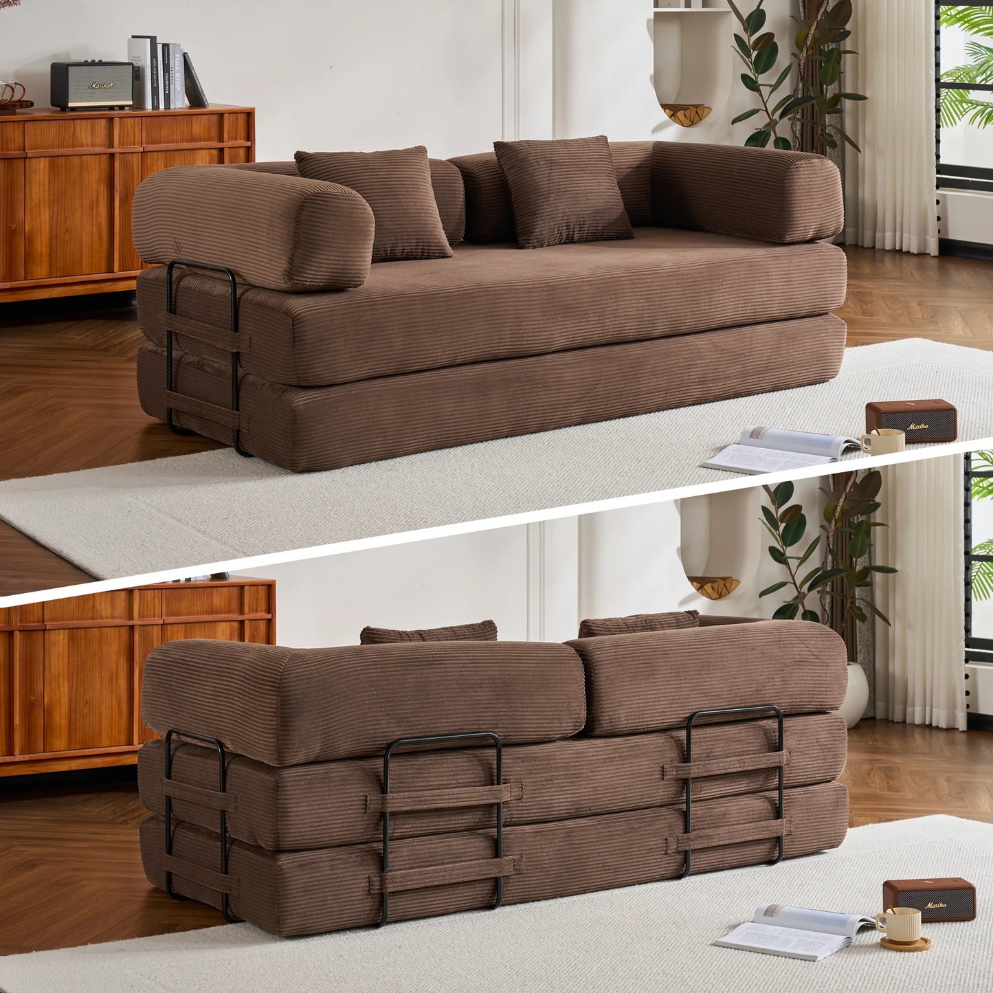 Oversized Corduroy Futon Floor Couch