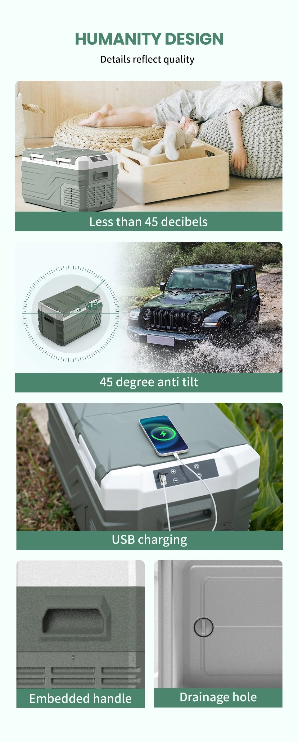 Portable Refrigerator Mini Fridge Freezer 12V Compressor Cooler for Camping