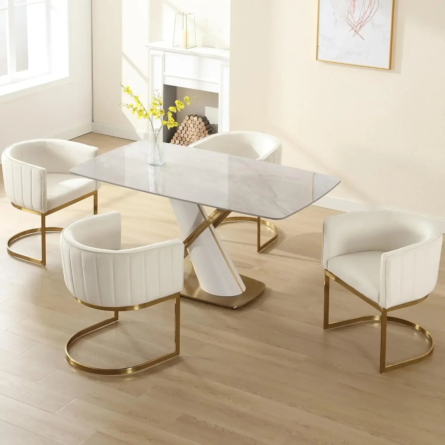 Velvet with Metal Frame Comfy Upholstered Side Barrel Chairs